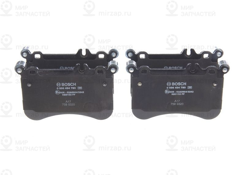 Комплект тормозных колодок, дисковый тормоз BOSCH 0986494780