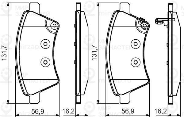 Комплект тормозных колодок, дисковый тормоз BOSCH 0986495101