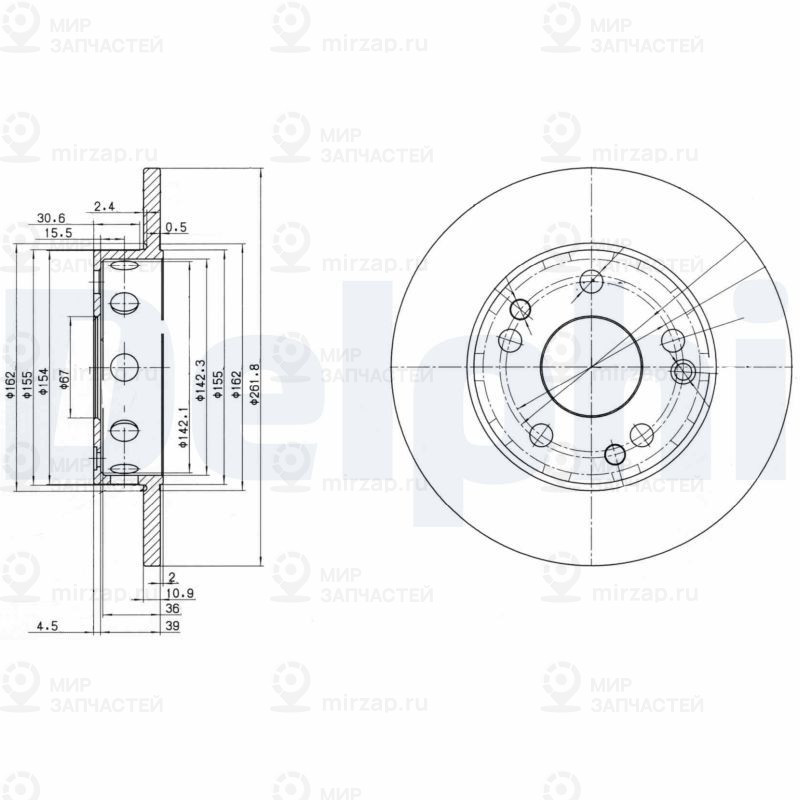 Тормозной диск DELPHI BG2288