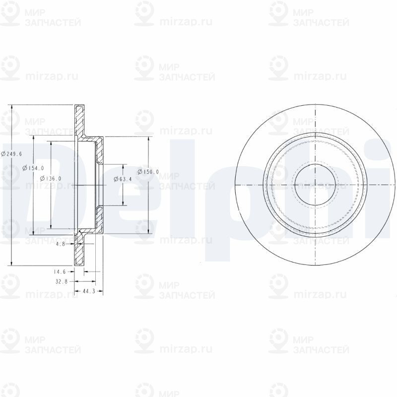 Тормозной диск DELPHI BG3673