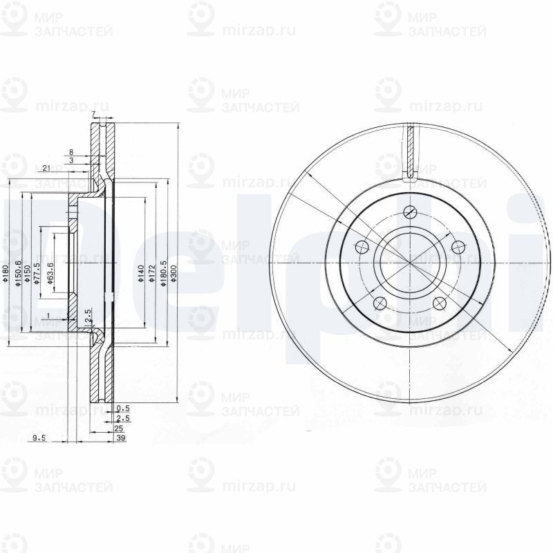 Тормозной диск DELPHI BG3895C