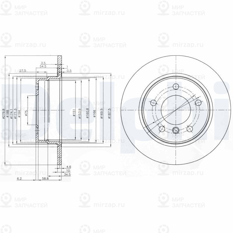 Тормозной диск DELPHI BG3948