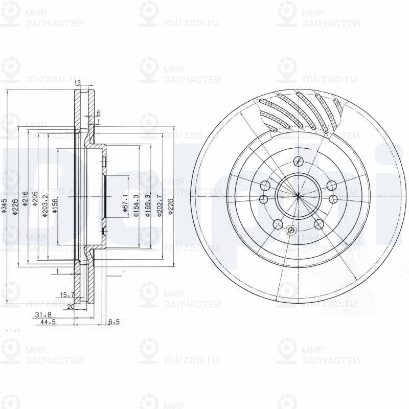 Тормозной диск DELPHI BG9759