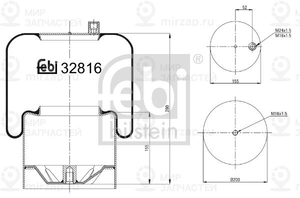 Кожух пневматической рессоры FEBI 32816