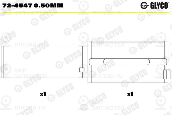Подшипник коленвала GLYCO 724547050MM