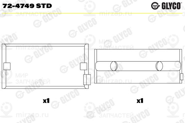 Подшипник коленвала GLYCO 724749STD