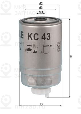 Фильтр топливный MAHLE KC43