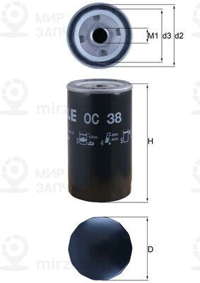 Фильтр масляный MAHLE OC38