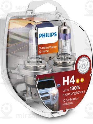 Лампа H4 12V (60/55W) X-Tremevision G-Force, 2 Шт. В Пласт.коробке PHILIPS 12342XVGS2