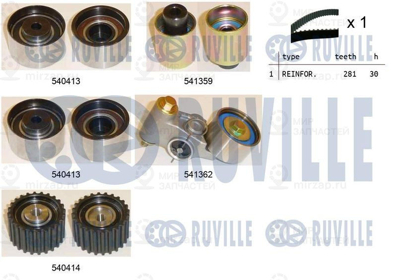 Комплект ремня ГРМ RUVILLE 550197