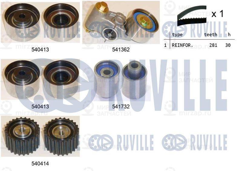 Комплект ремня ГРМ RUVILLE 550464