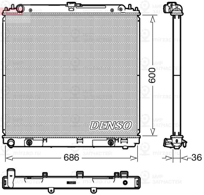 Радиатор, охлаждение двигателя DENSO DRM46042