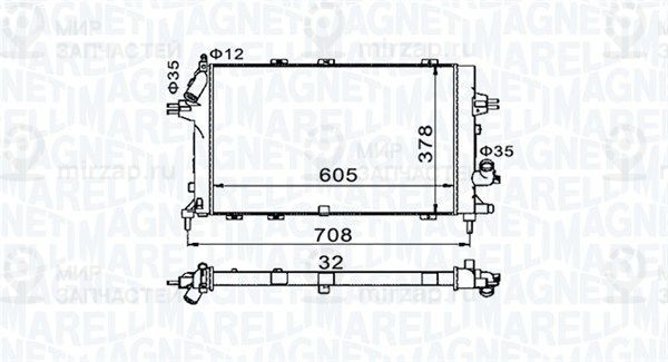 Радиатор, охлаждение двигателя MAGNETI MARELLI 350213153400