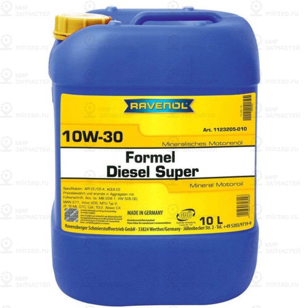 Моторное Масло Ravenol Formel Diesel Super Sae 10W-30 (10Л) New RAVENOL 4014835726246