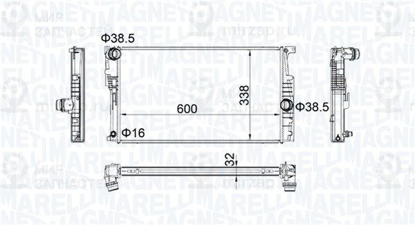 Радиатор, охлаждение двигателя MAGNETI MARELLI 350213202200