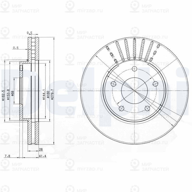 Тормозной диск DELPHI BG3816