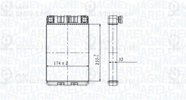 Теплообменник, отопление салона MAGNETI MARELLI 350218428000