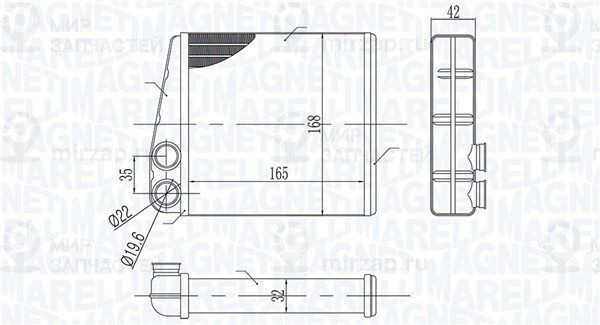 Теплообменник, отопление салона MAGNETI MARELLI 350218440000