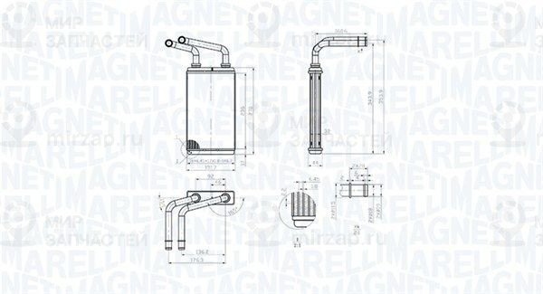 Теплообменник, отопление салона MAGNETI MARELLI 350218483000