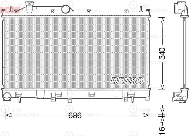 Радиатор, охлаждение двигателя DENSO DRM36021