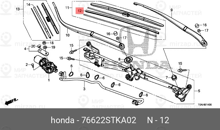 Запчасть HONDA 76622STKA02