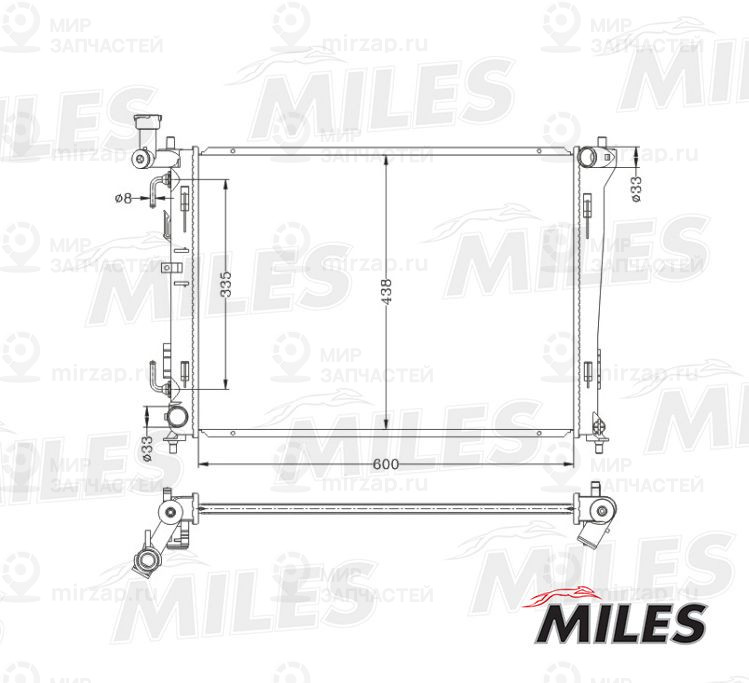 Радиатор, охлаждение двигателя MILES ACRB046