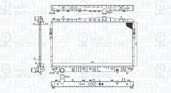 Радиатор, охлаждение двигателя MAGNETI MARELLI 350213197600