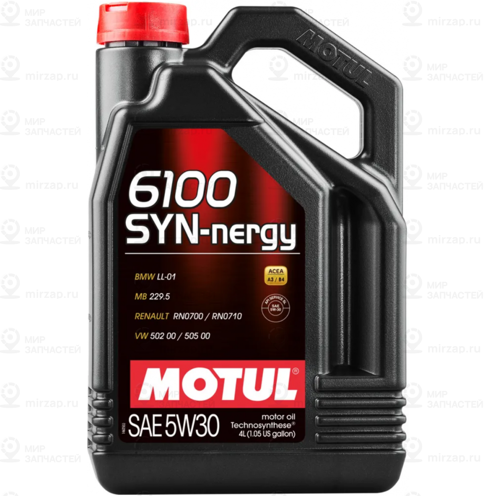 Масло Моторное 5W30 Motul 4Л Синтетика 6100 Syn-Nergy A3/B4 MOTUL 113253