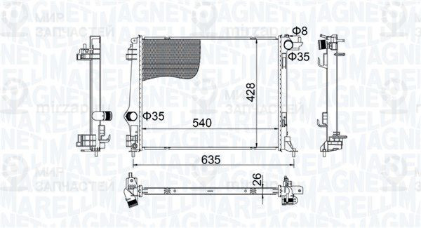 Радиатор, охлаждение двигателя MAGNETI MARELLI 350213207400