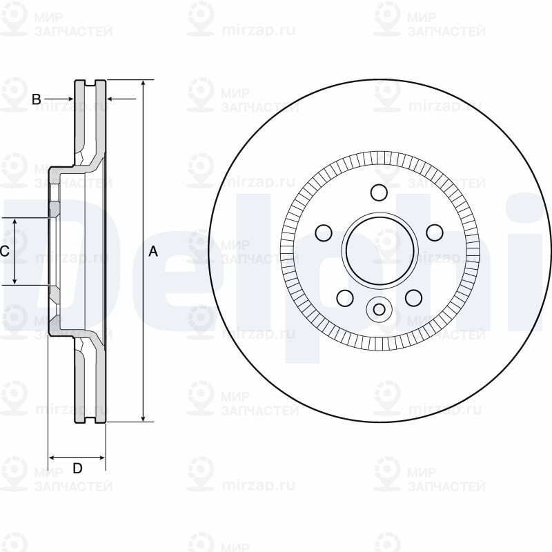 Тормозной диск DELPHI BG9184C