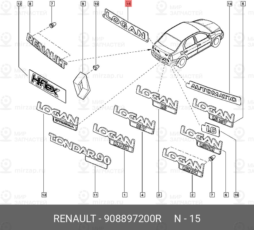 Запчасть NISSAN 908897200R
