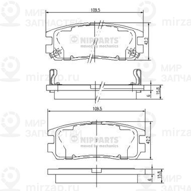 Комплект тормозных колодок, дисковый тормоз NIPPARTS J3619001