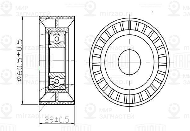 Паразитный / Ведущий ролик, зубчатый ремень TRIALLI CM6529
