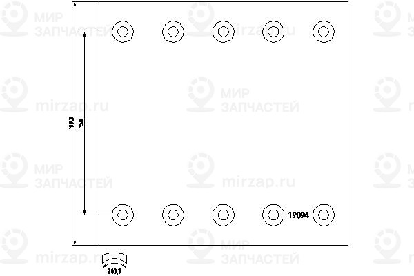Накладки Торм.рем. U-1!Wva 19094 (420X200)(93251 8X15 80)\Bpw,Daf,Freuhauf,Kass, TEXTAR 1909454