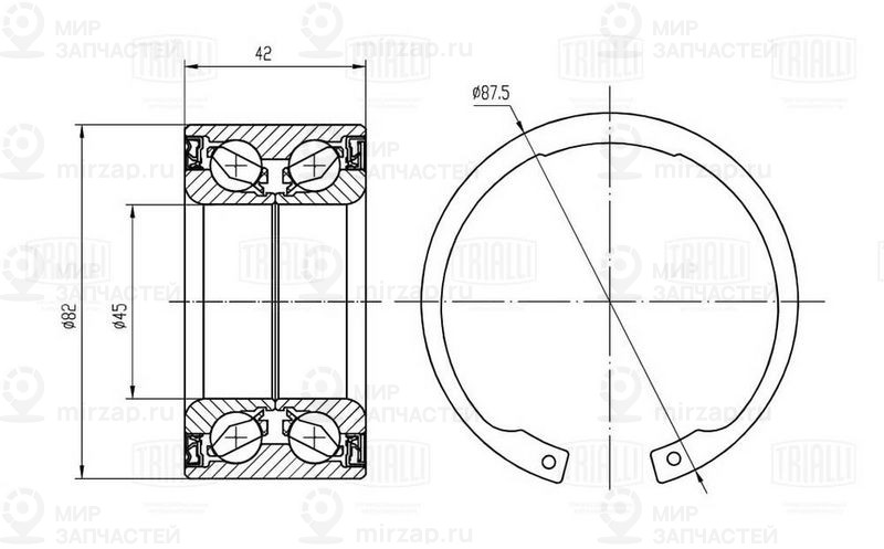 Комплект подшипника ступицы колеса TRIALLI CS3010