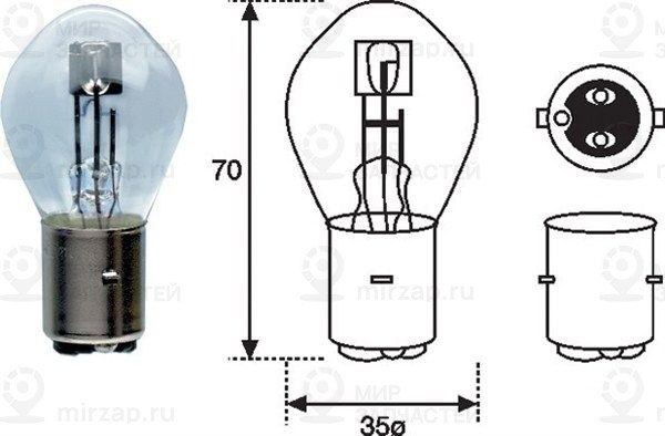 Лампа накаливания, фара дальнего света MAGNETI MARELLI 002588100000