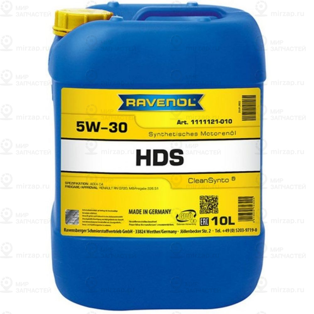 Моторное масло RAVENOL HDS Hydrocrack Diesel Specif 5W-30, 10л RAVENOL 4014835723245