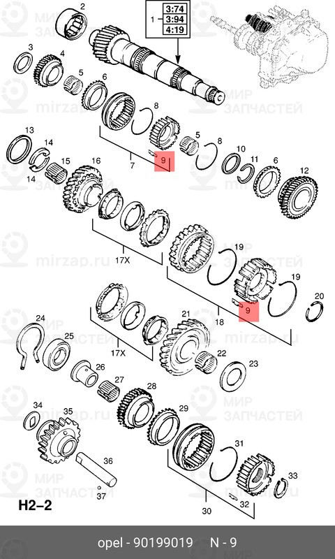 Запчасть GM 90199019