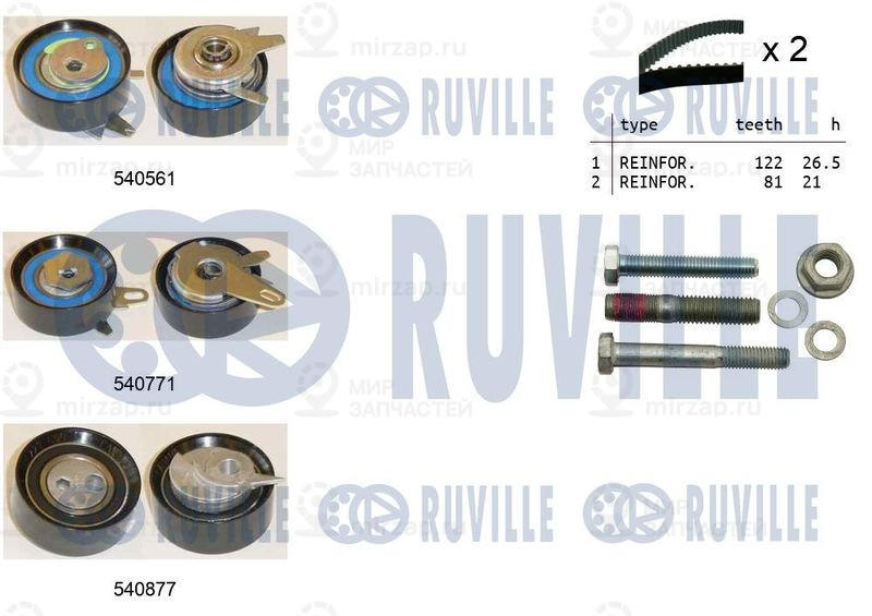Комплект ремня ГРМ RUVILLE 550385