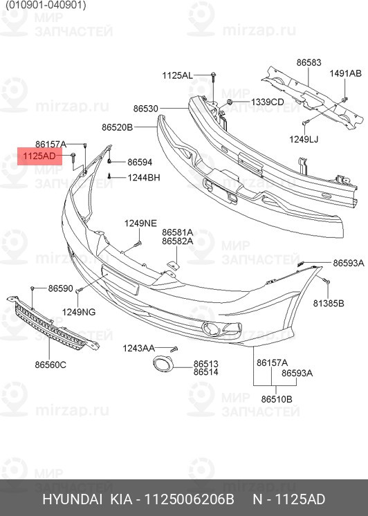 Запчасть HYUNDAI 1125006206B