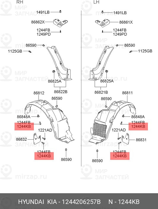 Запчасть HYUNDAI 1244206257B