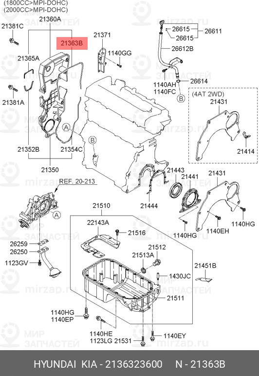 Запчасть HYUNDAI 2136323600