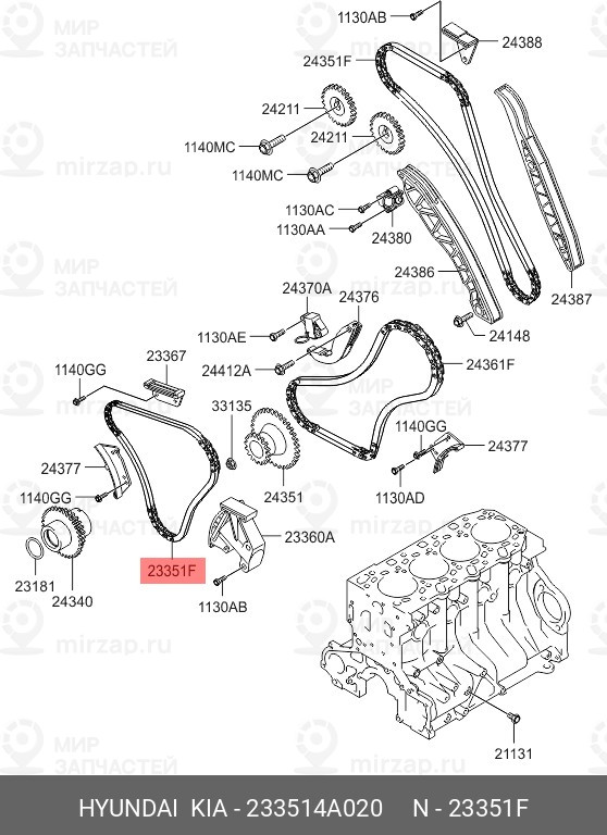 Запчасть HYUNDAI 233514A020