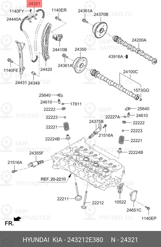 Запчасть HYUNDAI 243212E380