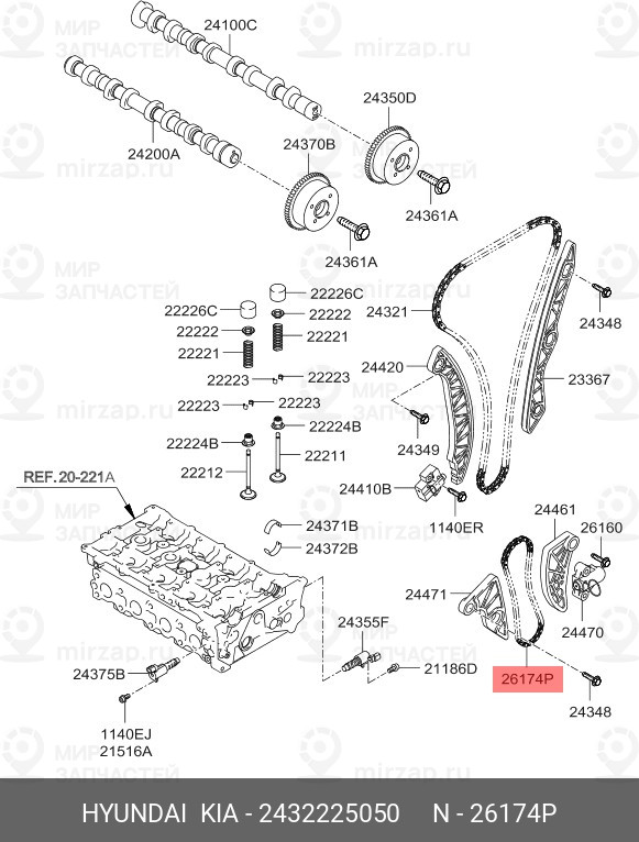 Запчасть HYUNDAI 2432225050