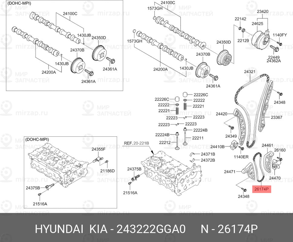 Запчасть HYUNDAI 243222GGA0