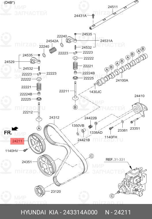 Запчасть HYUNDAI 243314A000