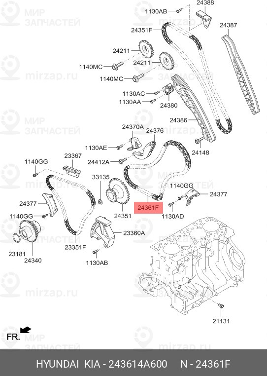 Запчасть HYUNDAI 243614A600