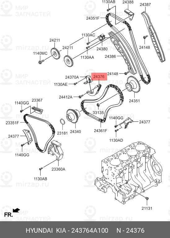 Запчасть HYUNDAI 243764A100