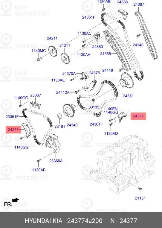 Запчасть HYUNDAI 243774A200